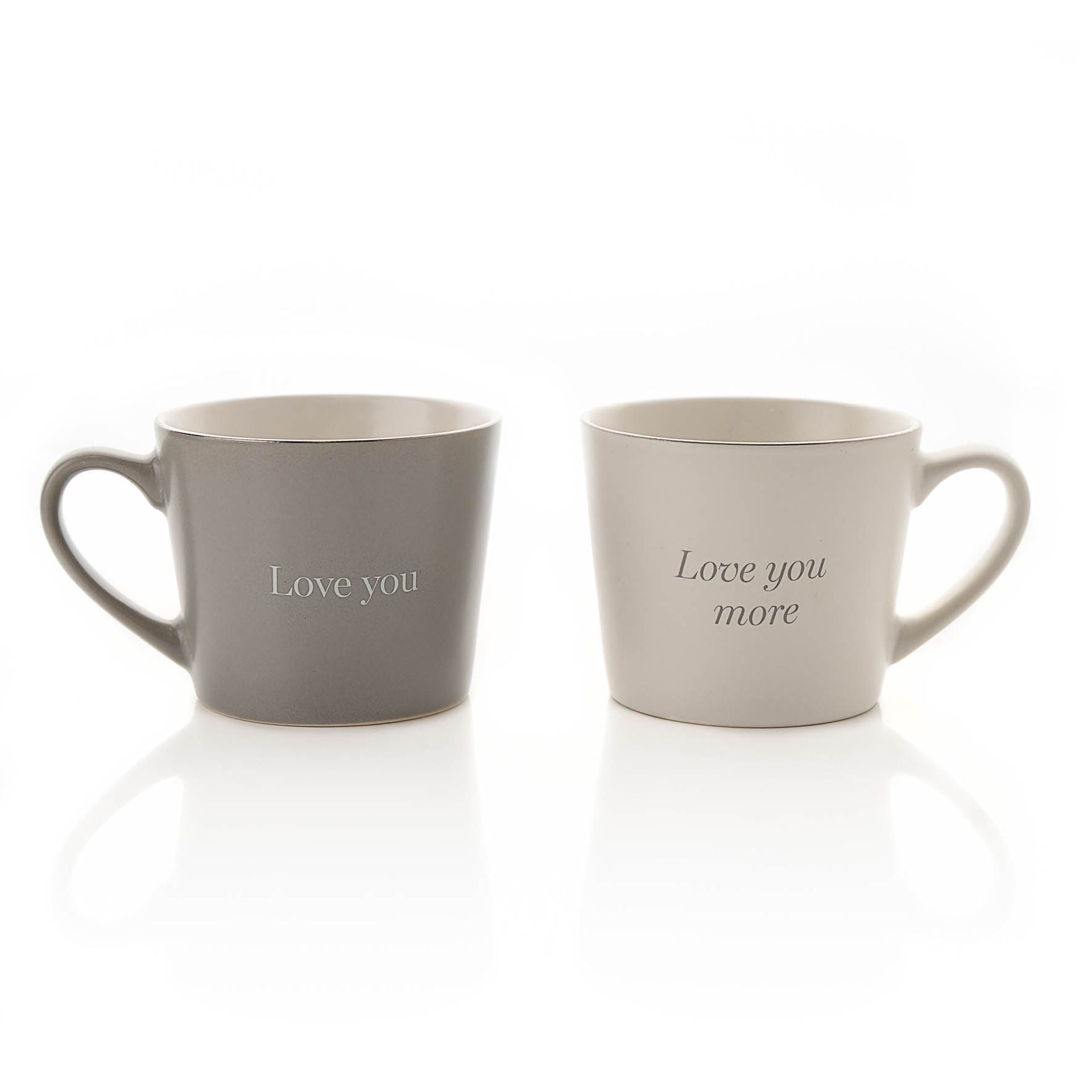 Amore Set Of 2 Grey & White Mugs - Love You & Love You More - More Than Just a Gift | Narborough Hall