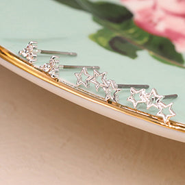 POM Silver Plated 2 Pack Studs Triangle With Cubic Zirconia And Triple Star - More Than Just a Gift | Narborough Hall