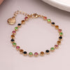 POM Golden Crystal Link Bracelet in Pink and Green