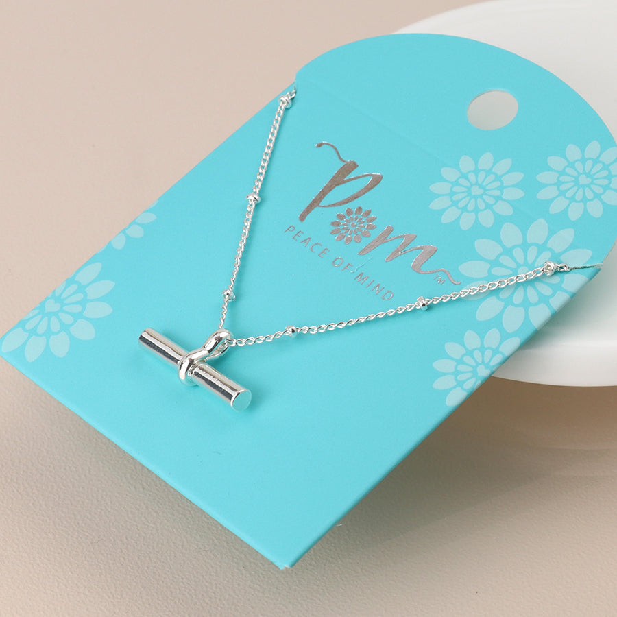 POM Silver plated t-bar necklace