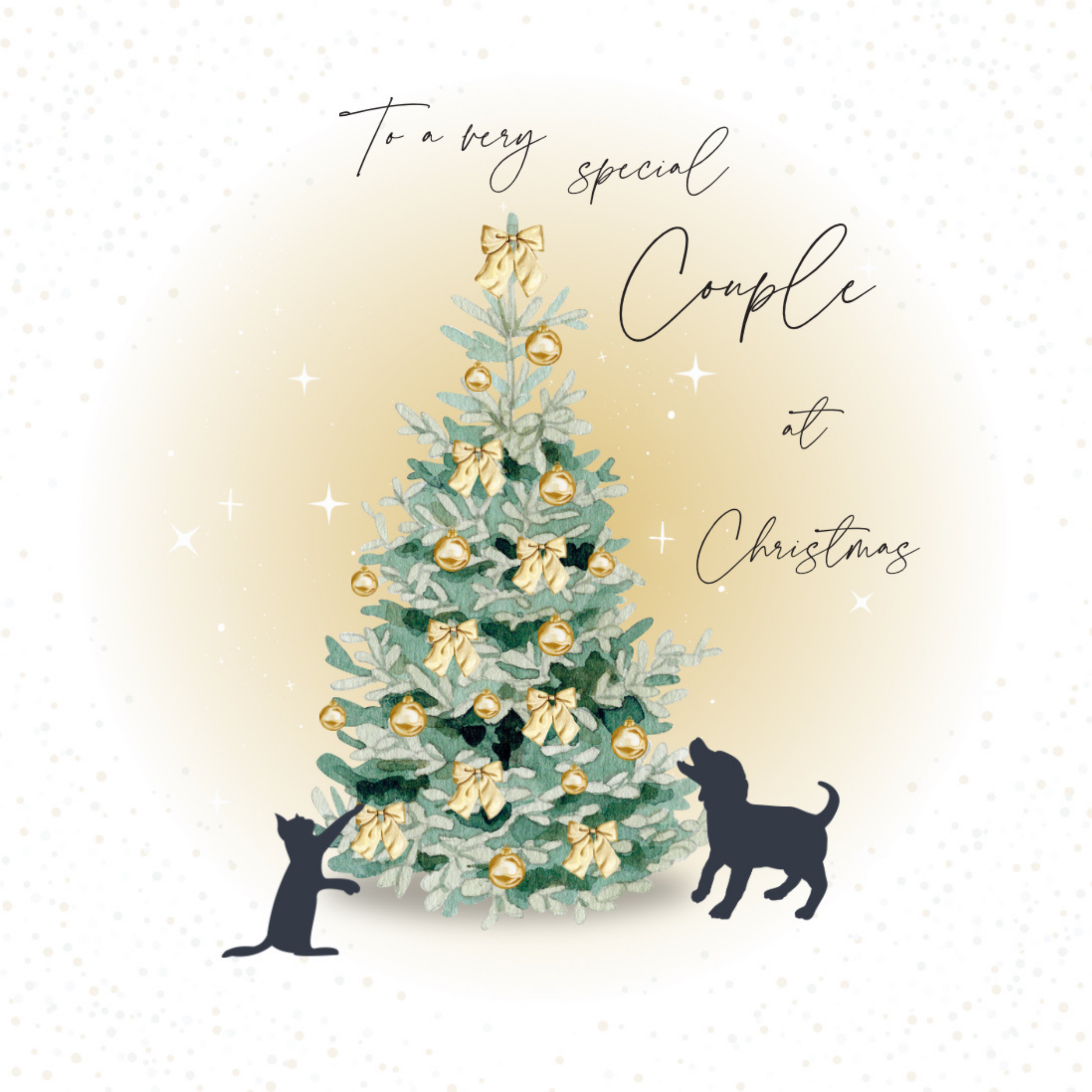 Petimo - Noelle Special Couple at Christmas Cat & Dog at Tree Card