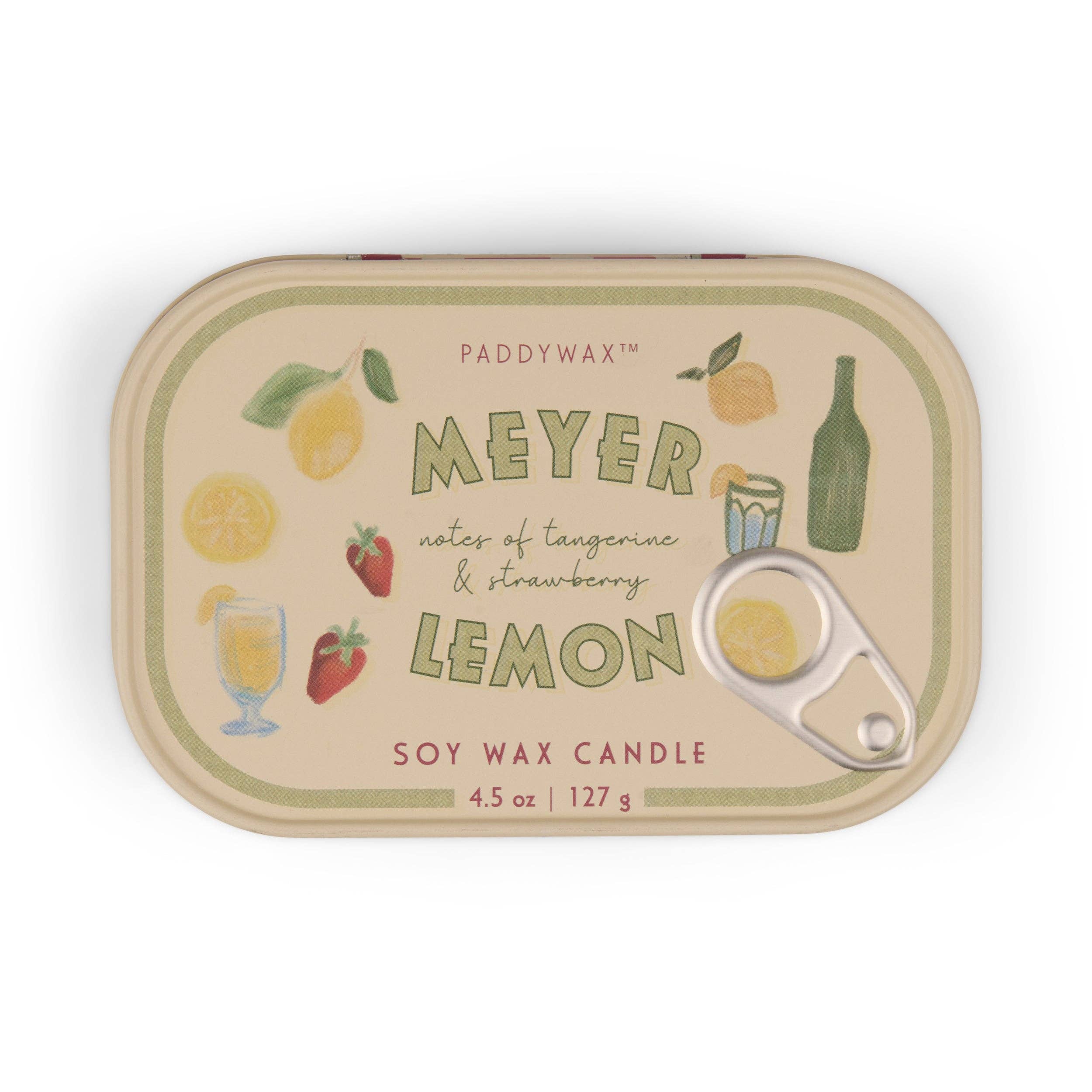 Paddywax Bistro Printed Tin Candle - Meyer Lemon