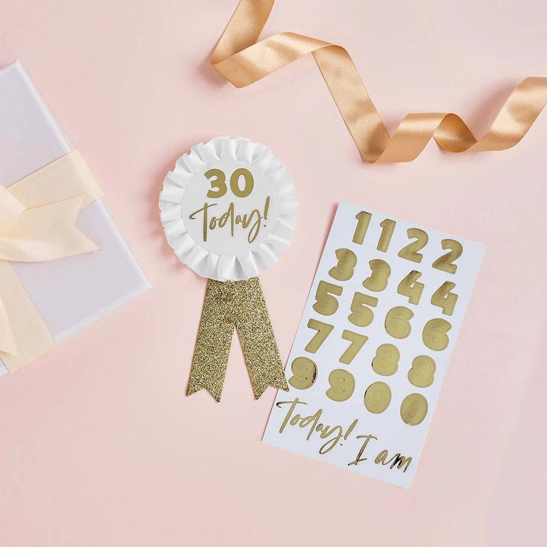 Hootyballoo by Club Green - Gold Milestone Birthday Badge Personalised With 1 Sticker Sh