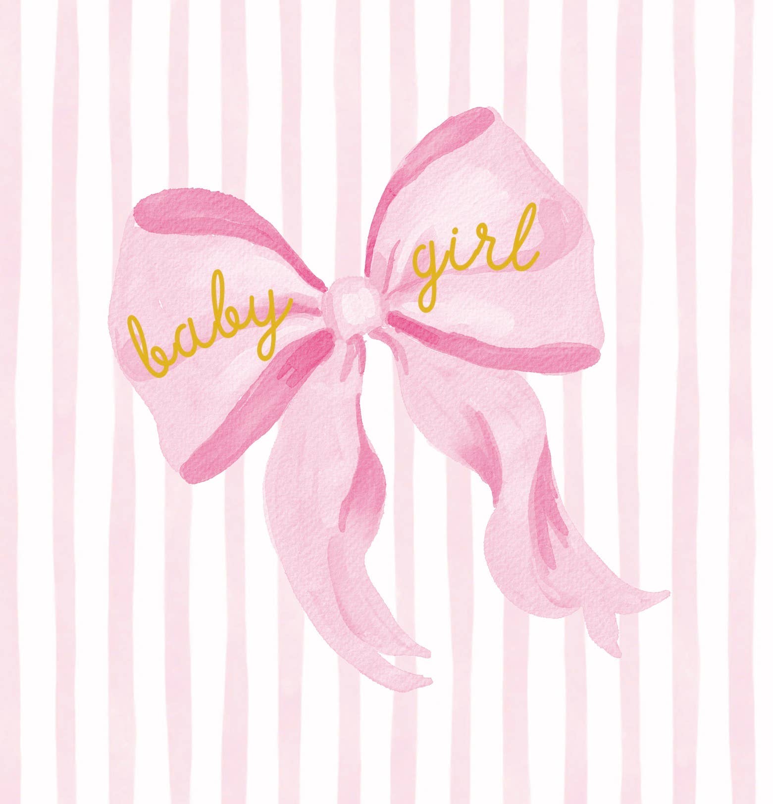 Petimo - Beauregarde Pink Bow & Stripes Baby Girl Card