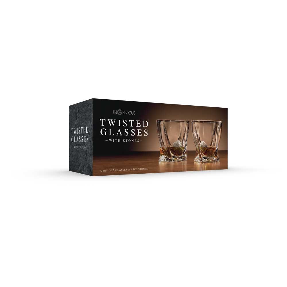 Twisted Glass set of 2 with Ice Stones - More Than Just a Gift | Narborough Hall