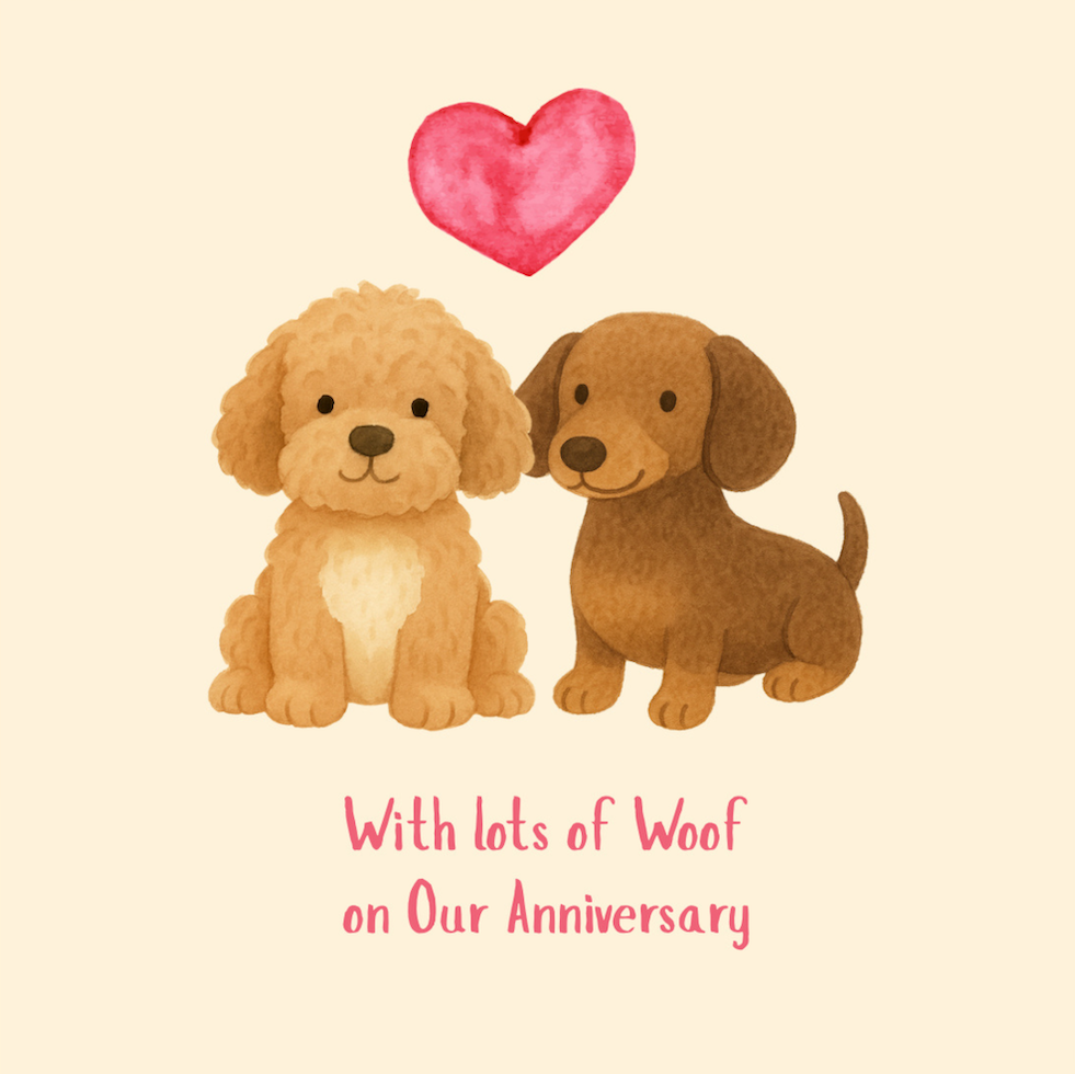 Petimo - Whisker & Wink Lots of Woof Anniversary Card - More Than Just a Gift | Narborough Hall