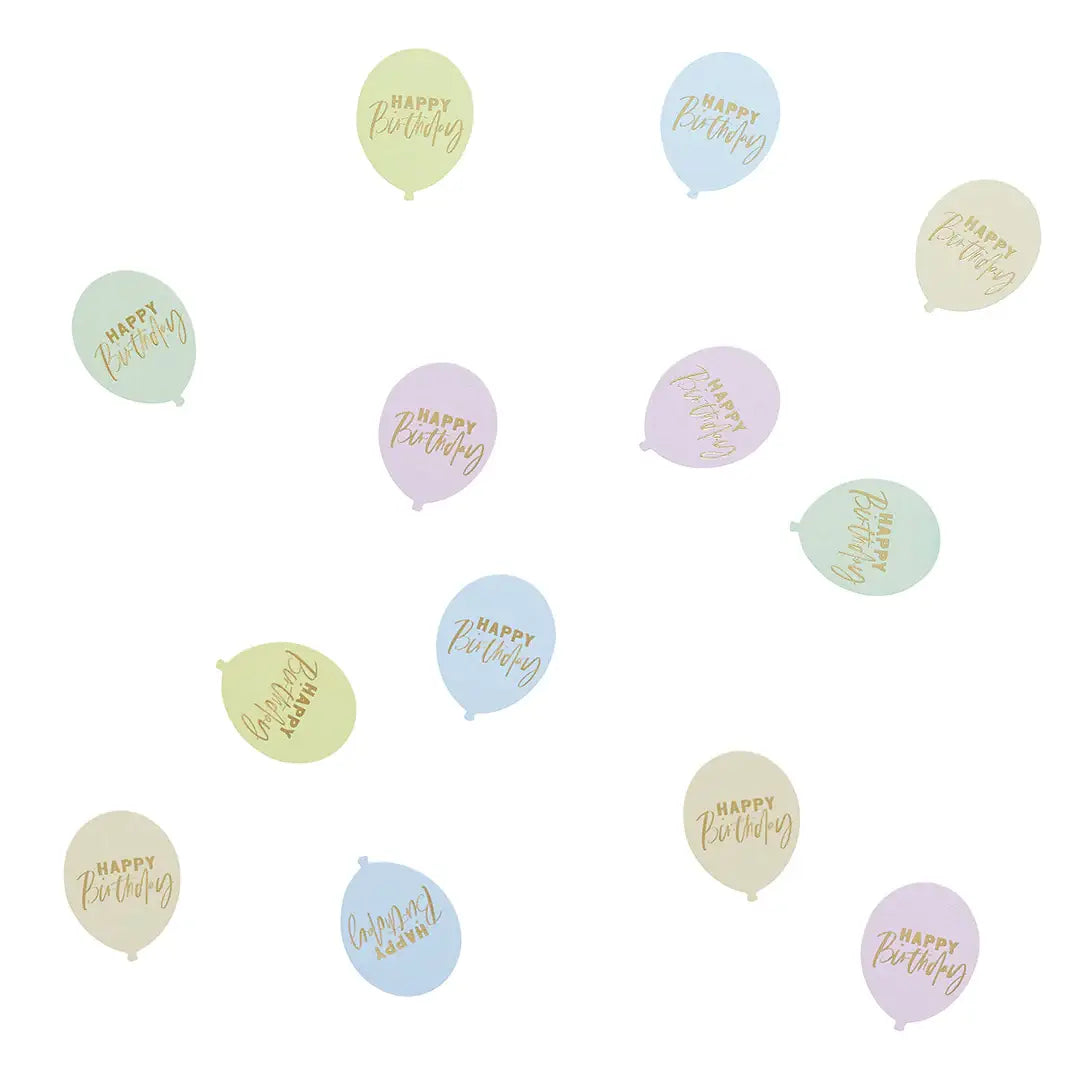 Hootyballoo by Club Green - Pastel 'Happy Birthday' Balloon Table Scatter 10G
