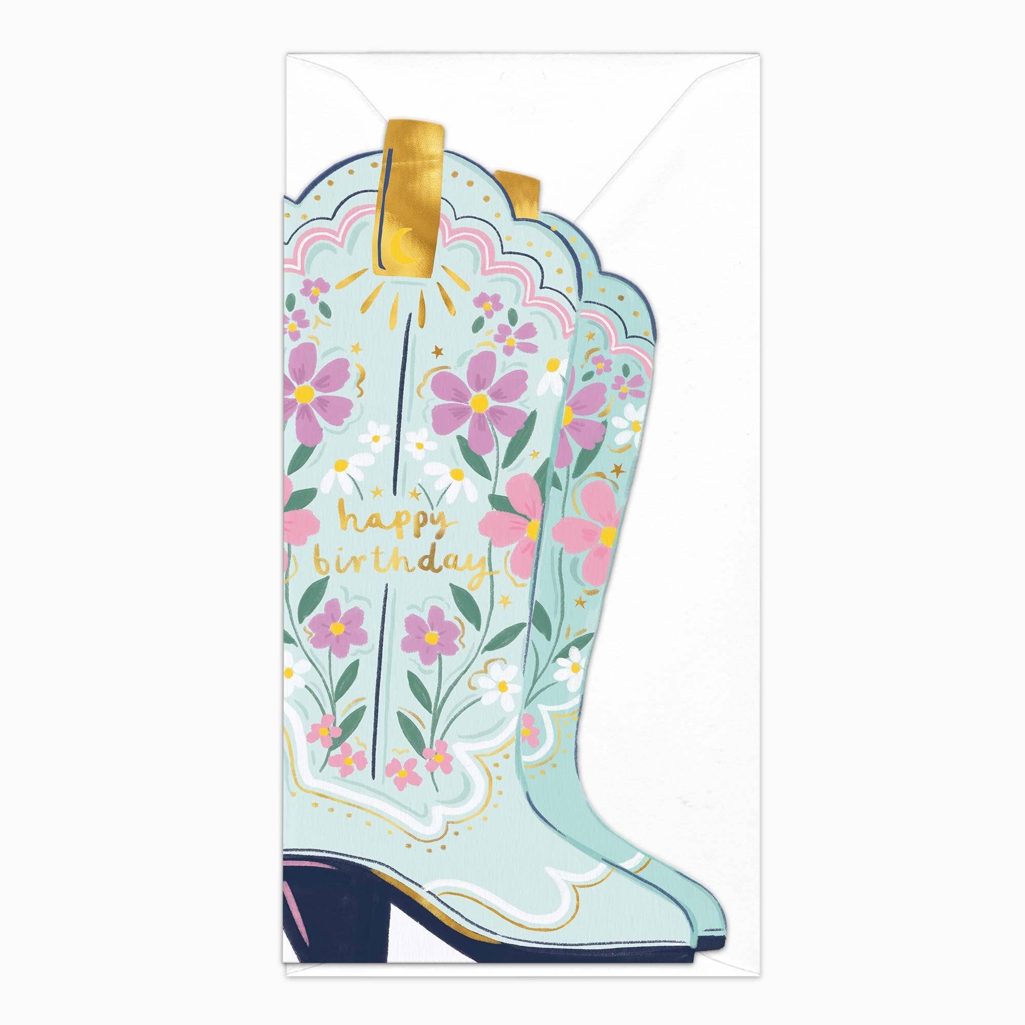 Whistlefish  Blue Cowboy Boot Birthday Card
