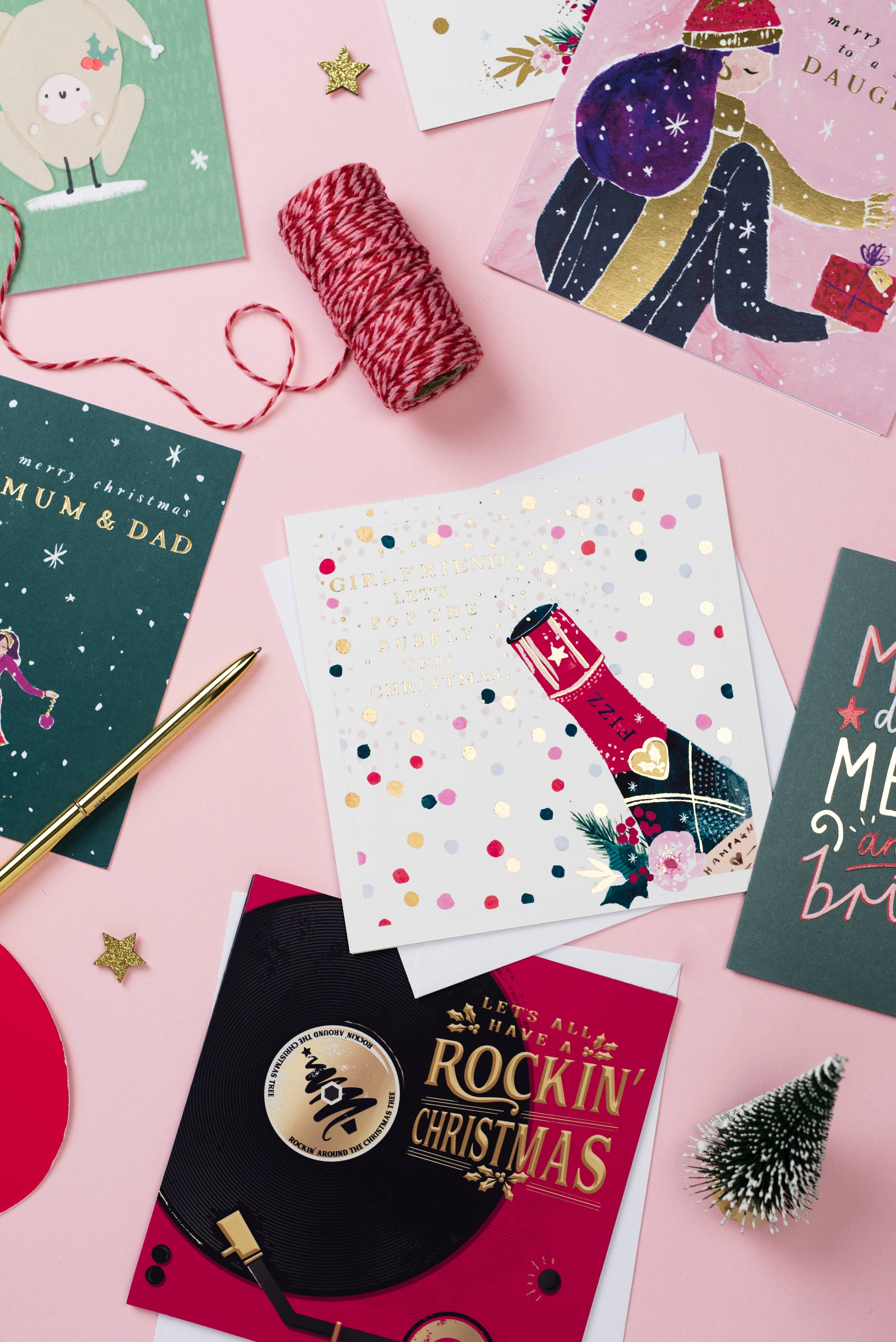 Hotchpotch - Girlfriend Oh! Dotty   Christmas Card Champagne