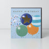 Belly Button - Birthday Balloons Blue Card