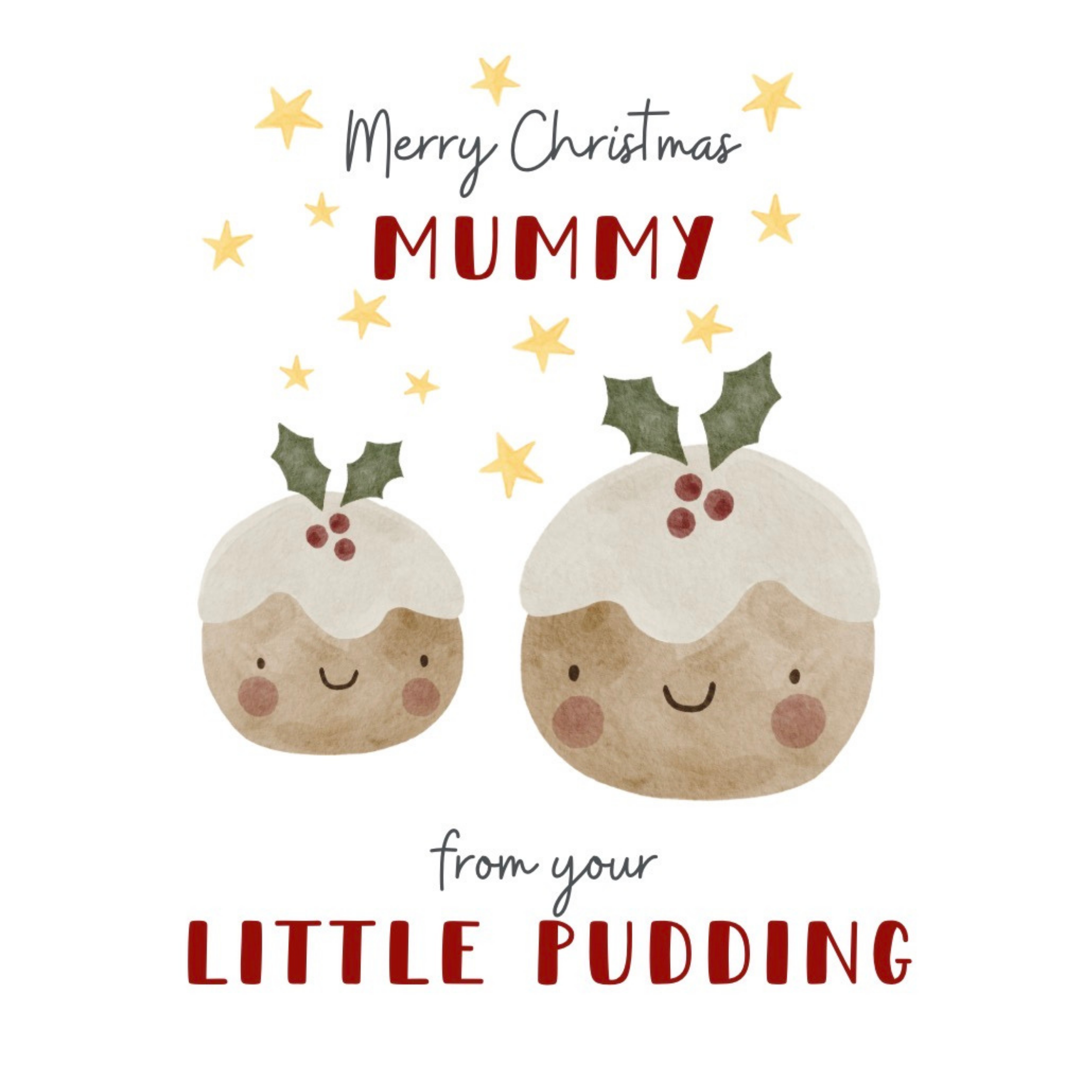 Petimo - Mummy Little Christmas Pudding Holly Jolly Christmas Card