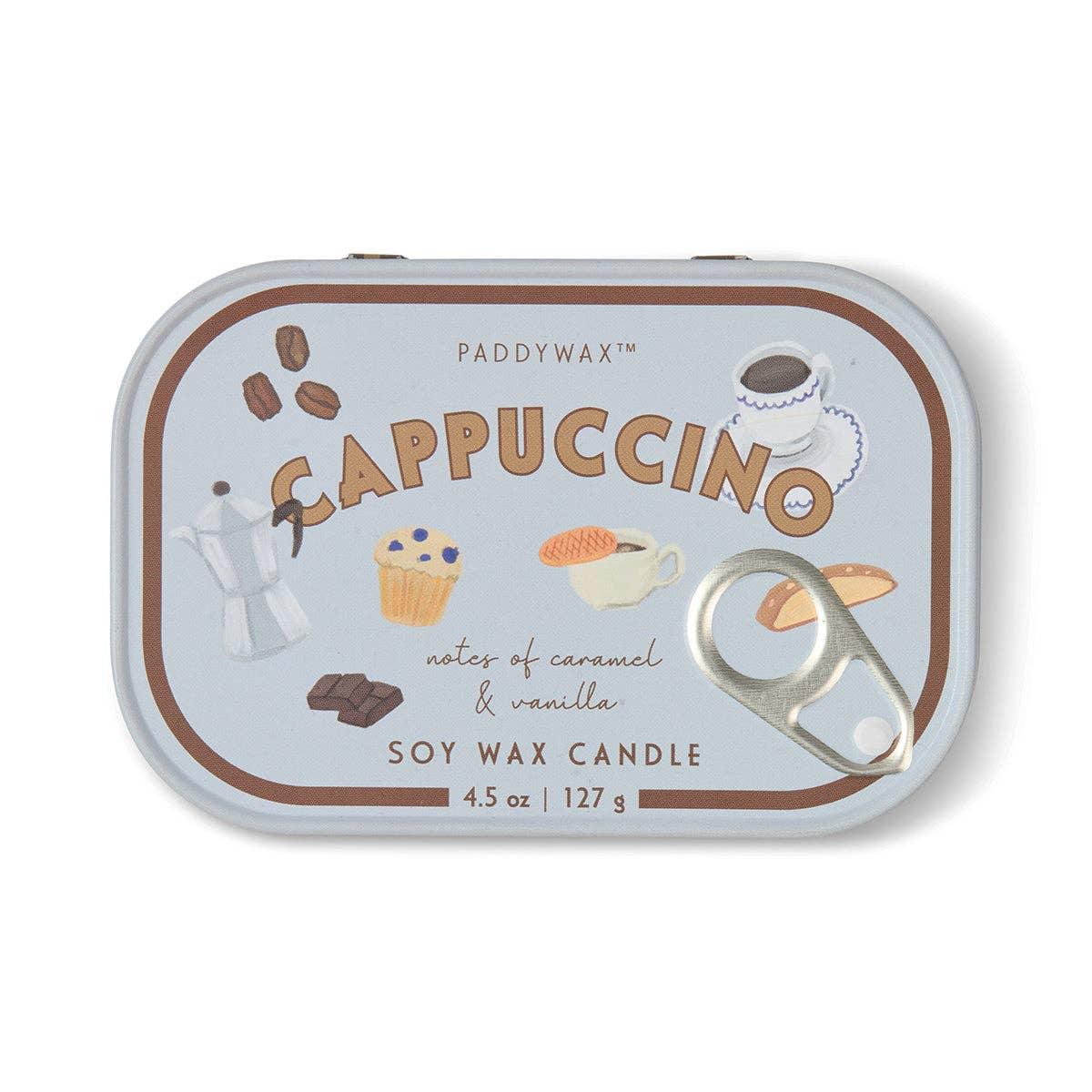 Paddywax Bistro Printed Tin Candle - Cappuccino