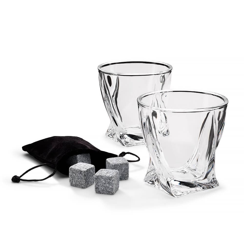 Twisted Glass set of 2 with Ice Stones - More Than Just a Gift | Narborough Hall