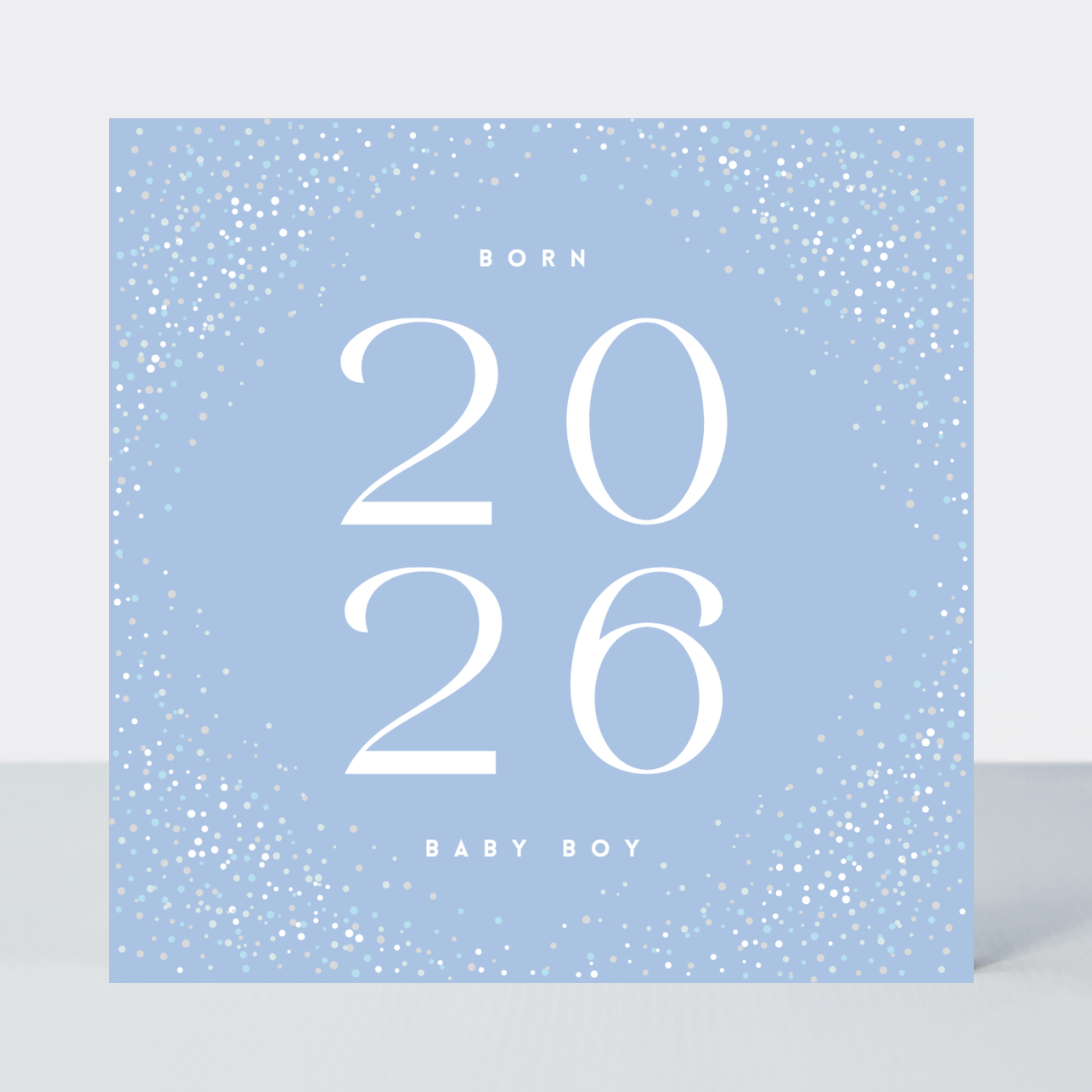 Petimo - Galaxy Blue Confetti Born 2026 New Baby Boy Card