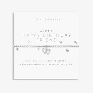 Joma Jewellery A Little 'Happy Birthday Friend' Bracelet In Silver Plating - More Than Just a Gift | Narborough Hall