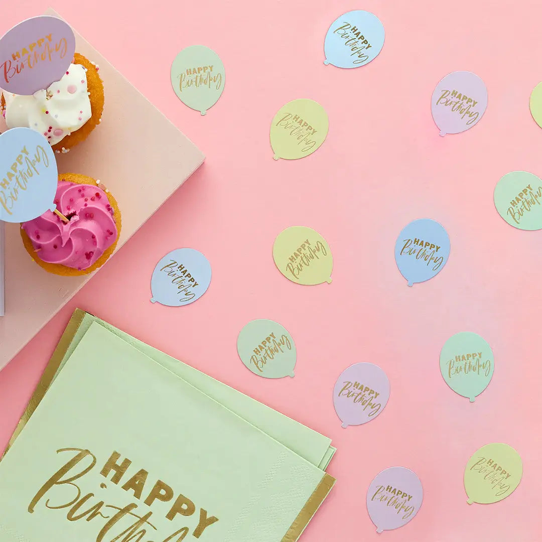 Hootyballoo by Club Green - Pastel 'Happy Birthday' Balloon Table Scatter 10G