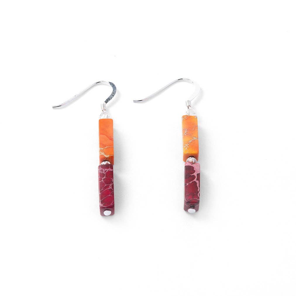 Carrie Elspeth Jewellery - Rainbow Jasper Earrings: Red/Orange