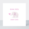 Petimo - Born 2026 Pink Purple New Baby Girl Cute Elephant Card