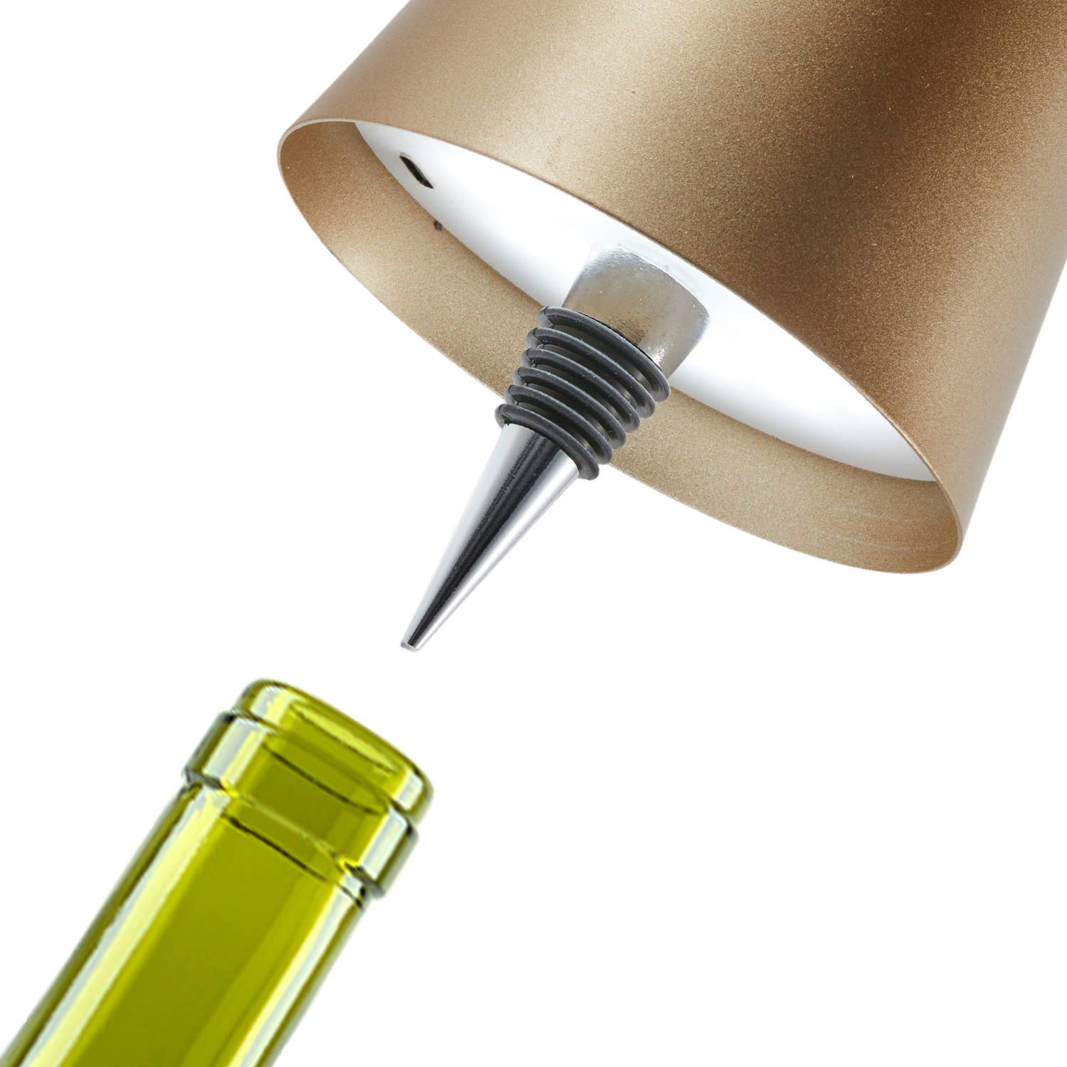 Cordless LED Table Lamp with Bottle Stopper: Black