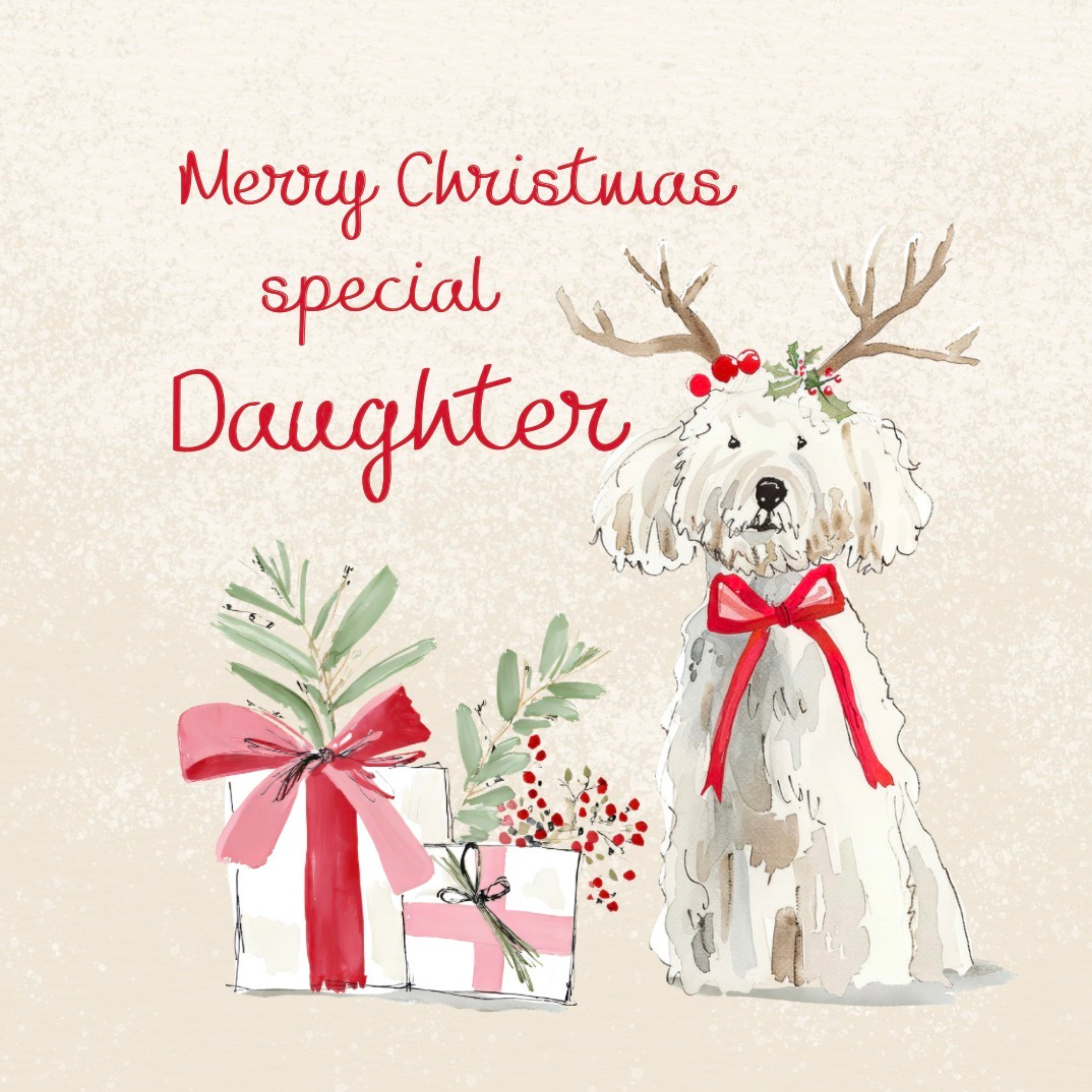 Petimo - Special Daughter Merry Tails Cute Dog Christmas Card