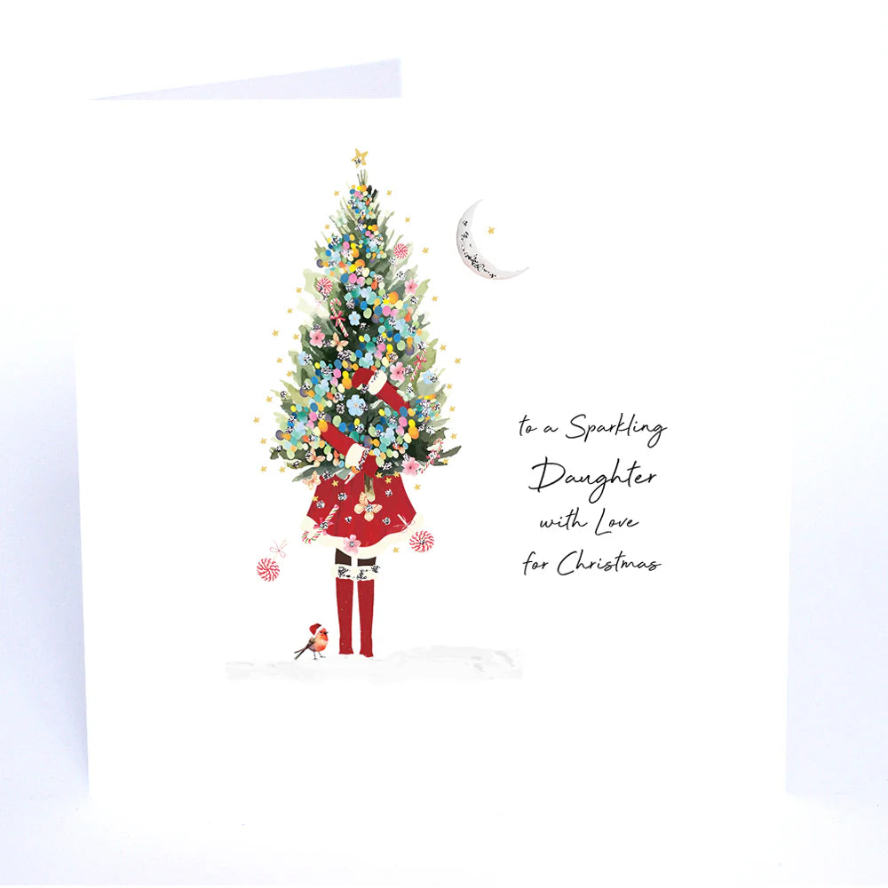 To a Sparkling Daughter - Christmas tree - Five Dollar Shake Hand Finished Card