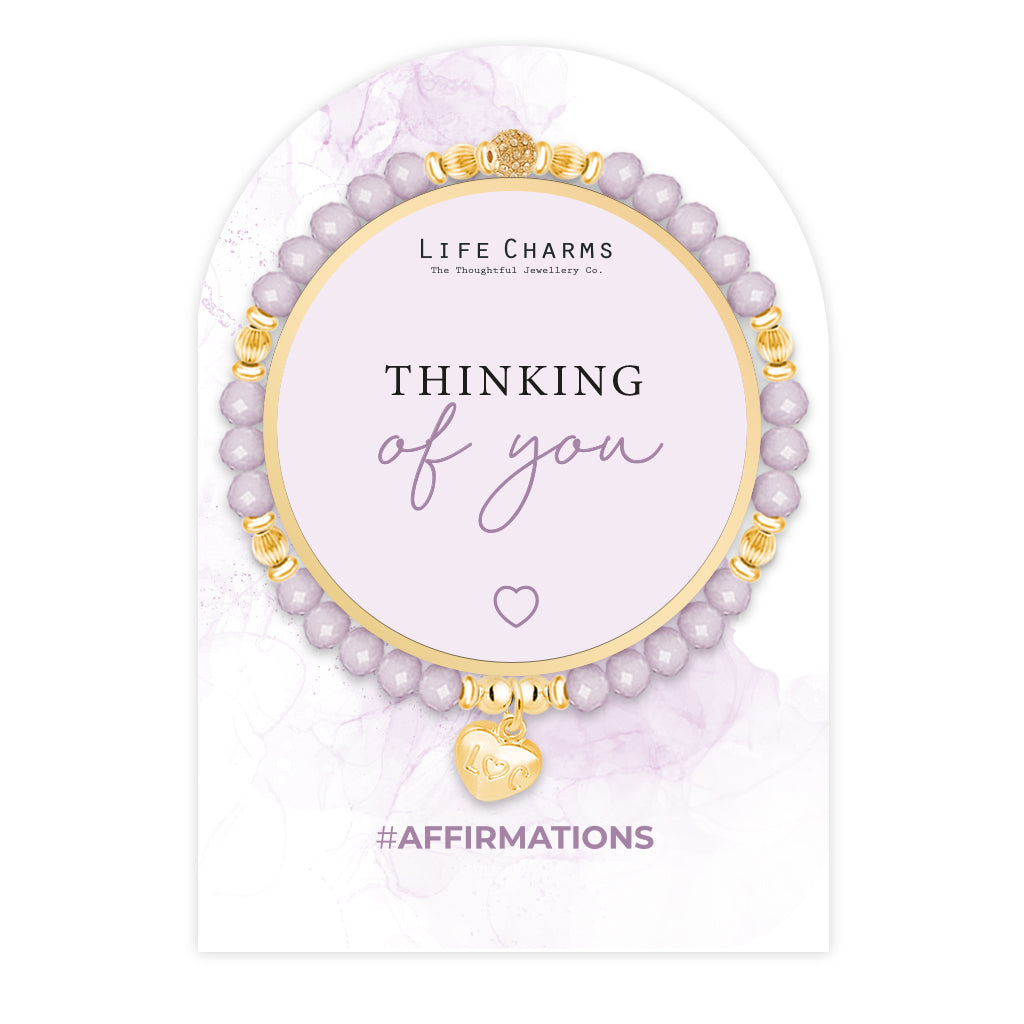 Life Charms Lilac and Gold Thinking of You Affirmations Bracelet - More Than Just a Gift | Narborough Hall