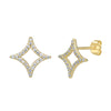 Sterling Silver Gold Plated Diamond Star Earrings