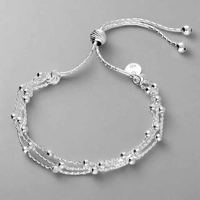 Sterling Silver Triple Row Beaded Slider Bracelet - More Than Just a Gift | Narborough Hall