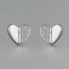 Sterling Silver Half Cubic Zirconia Half Plain Stud - More Than Just a Gift | Narborough Hall