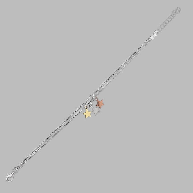 Sterling Silver 3-Tone Triple Star Bracelet - More Than Just a Gift | Narborough Hall