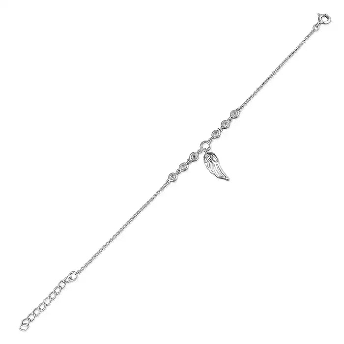 Sterling Silver Angel Wing and CZ Bracelet