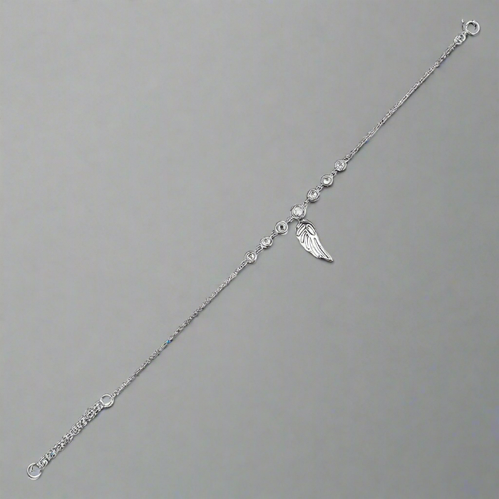 Sterling Silver Angel Wing and CZ Bracelet