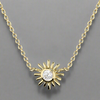 Yellow Gold-plated Sterling Silver Small Cubic Zirconia Sun Necklace