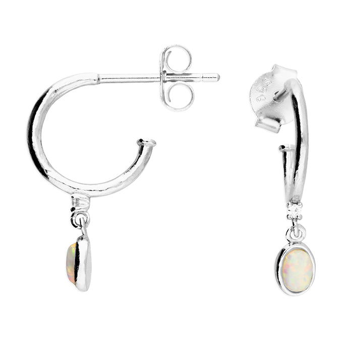 Sterling Silver CZ Opal Charm Hoop Earrings - More Than Just a Gift | Narborough Hall