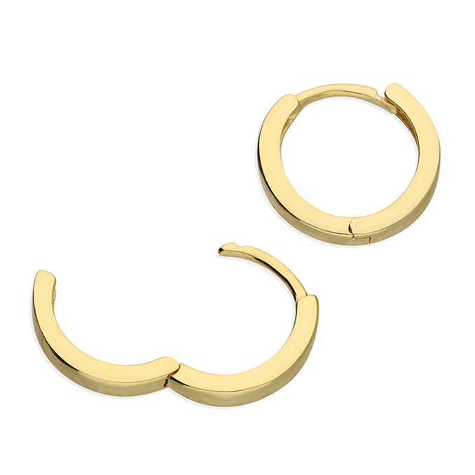 Sterling Silver Gold-plated Small Plain Hinged Huggie-hoop - More Than Just a Gift | Narborough Hall