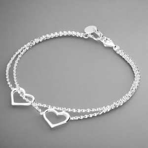 Sterling Silver Double Hearts Bracelet - More Than Just a Gift | Narborough Hall