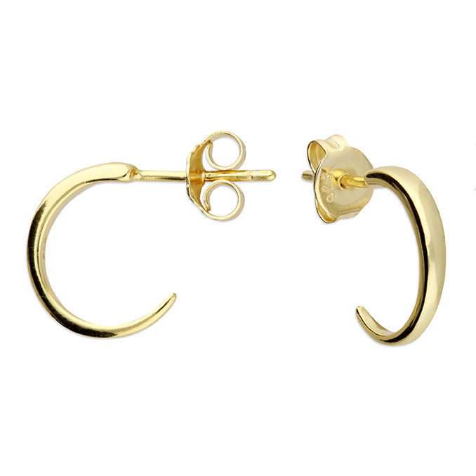 Sterling Silver Small Slim Simple Hoop Yellow Gold Plated Earrings - More Than Just a Gift | Narborough Hall