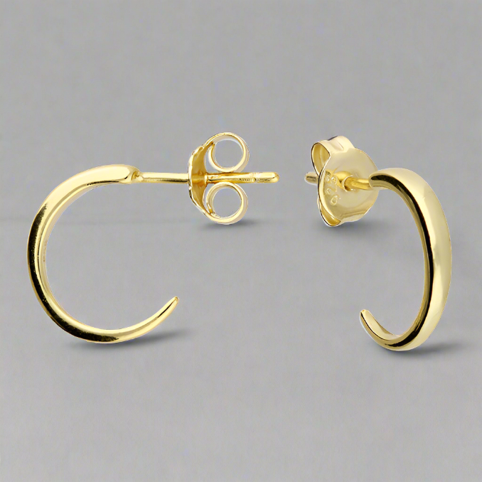 Sterling Silver Small Slim Simple Hoop Yellow Gold Plated Earrings - More Than Just a Gift | Narborough Hall