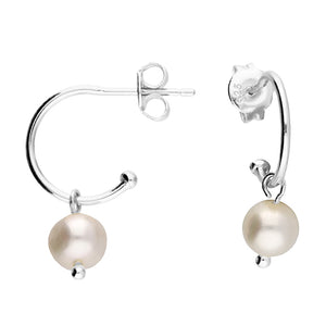 Sterling Silver 14mm Freshwater Pearl Charm Stud Hoop Earrings - More Than Just a Gift | Narborough Hall