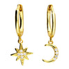 Sterling Silver Gold-plated CZ Moon and Star Charm Huggies - More Than Just a Gift | Narborough Hall