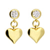 Sterling Silver Gold CZ Stud With Plain Heart
