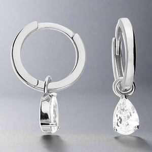 Sterling Silver CZ Teardrop Hoop Earrings - More Than Just a Gift | Narborough Hall
