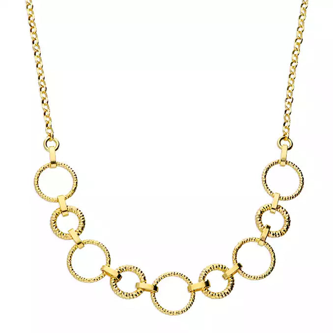 Sterling Silver Gold Plated Multi Circle Necklace