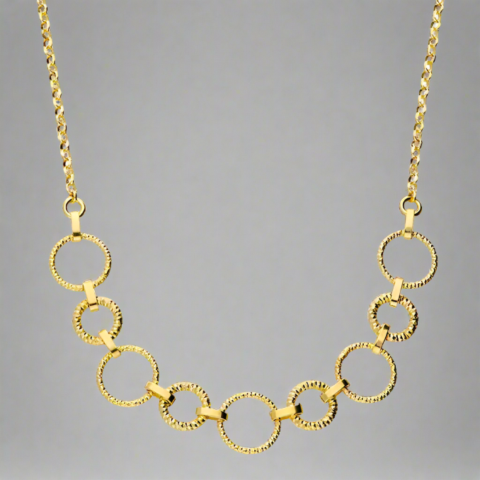 Sterling Silver Gold Plated Multi Circle Necklace