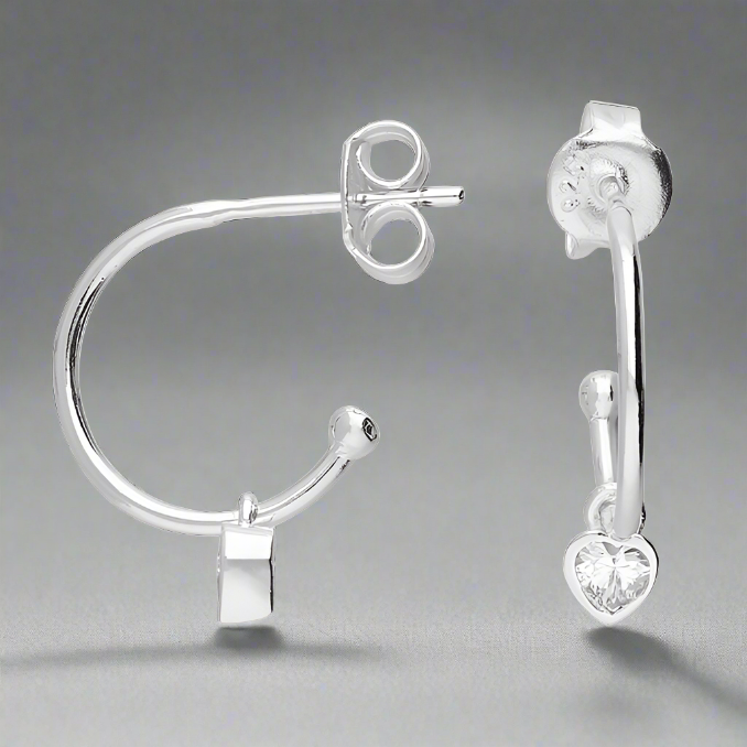 Sterling Silver Hoop with CZ Heart - More Than Just a Gift | Narborough Hall