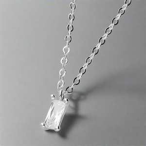 Sterling Silver CZ Rectangle Necklace - More Than Just a Gift | Narborough Hall