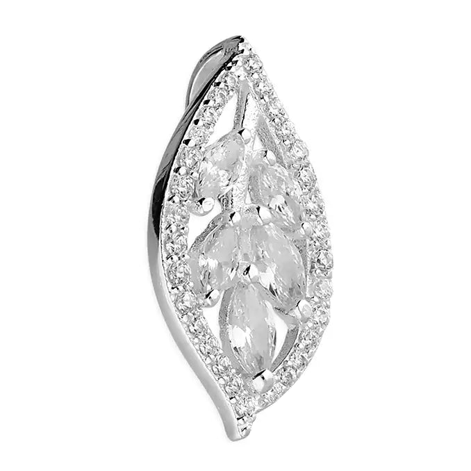 Iris & Miel Sterling Silver Leaf CZ Pendant - More Than Just a Gift | Narborough Hall