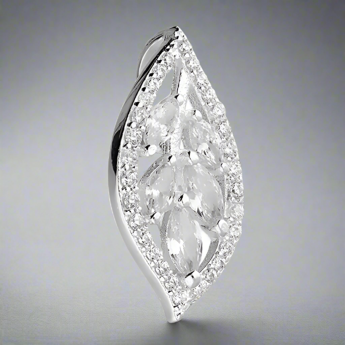 Iris & Miel Sterling Silver Leaf CZ Pendant - More Than Just a Gift | Narborough Hall