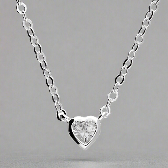 Sterling Silver Mini CZ Heart Necklace - More Than Just a Gift | Narborough Hall