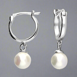 Sterling Silver Faux Pearl Hoop Earrings - More Than Just a Gift | Narborough Hall